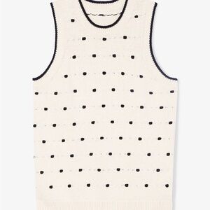 MM LaFleur “Patty” Cream Knit Polka Dot Sleeveless Tank Top - Size Large